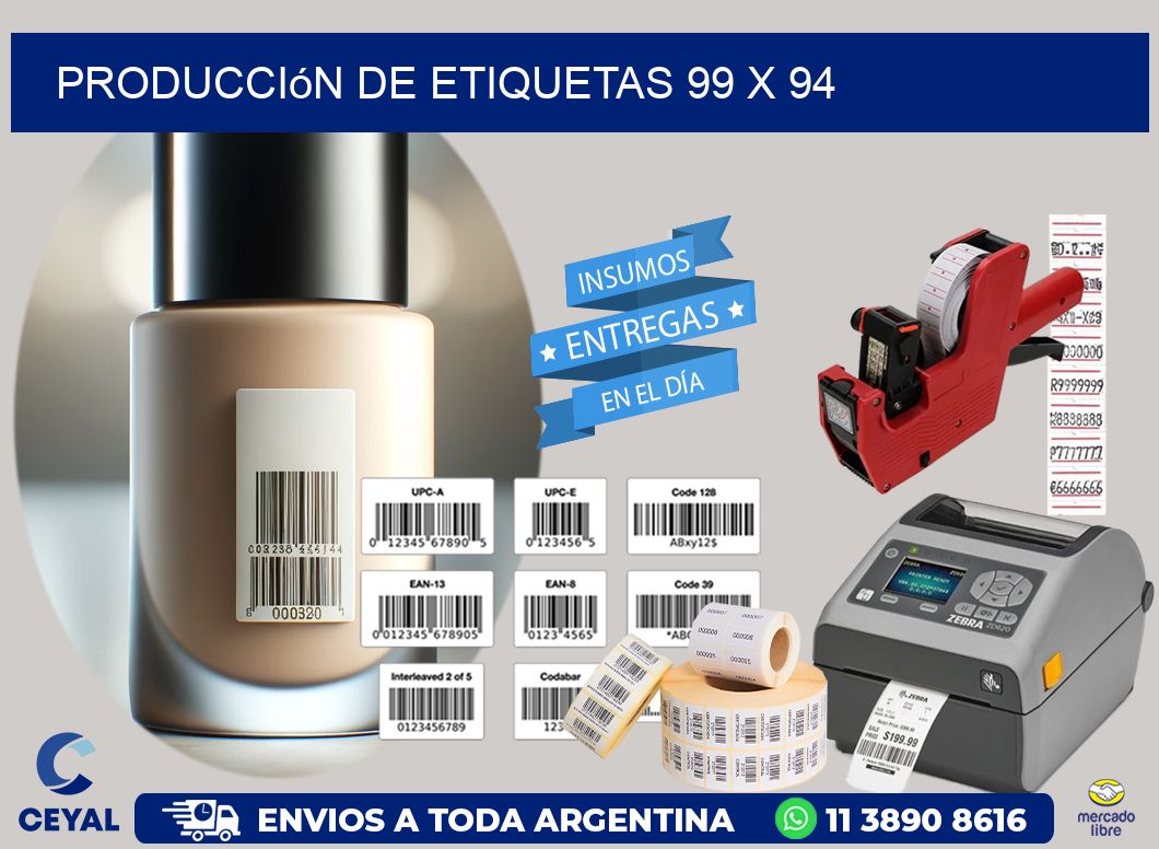 Producción de etiquetas 99 x 94