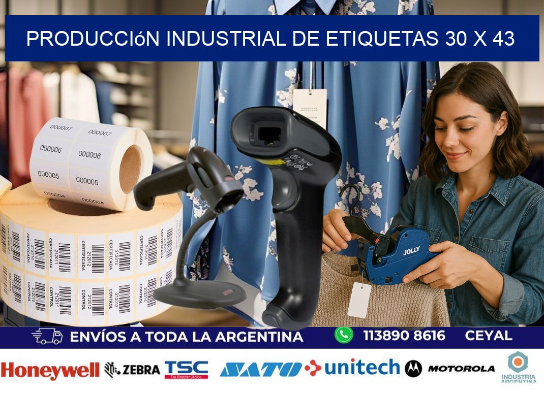 Producción industrial de etiquetas 30 x 43