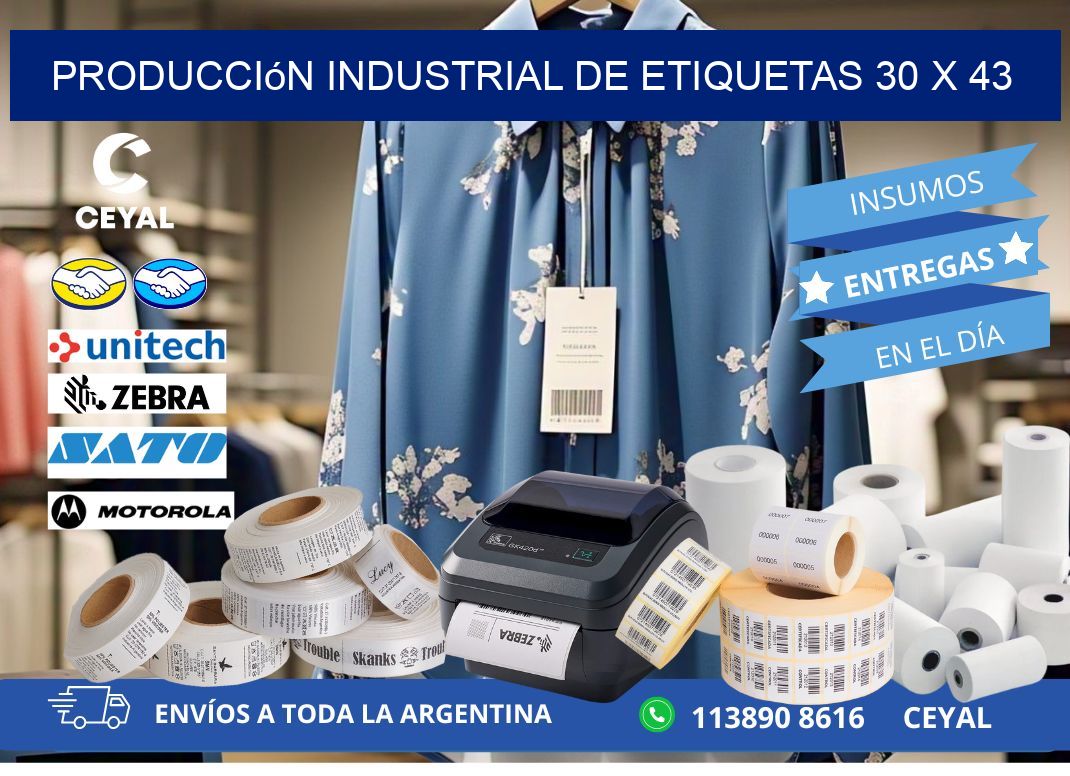 Producción industrial de etiquetas 30 x 43