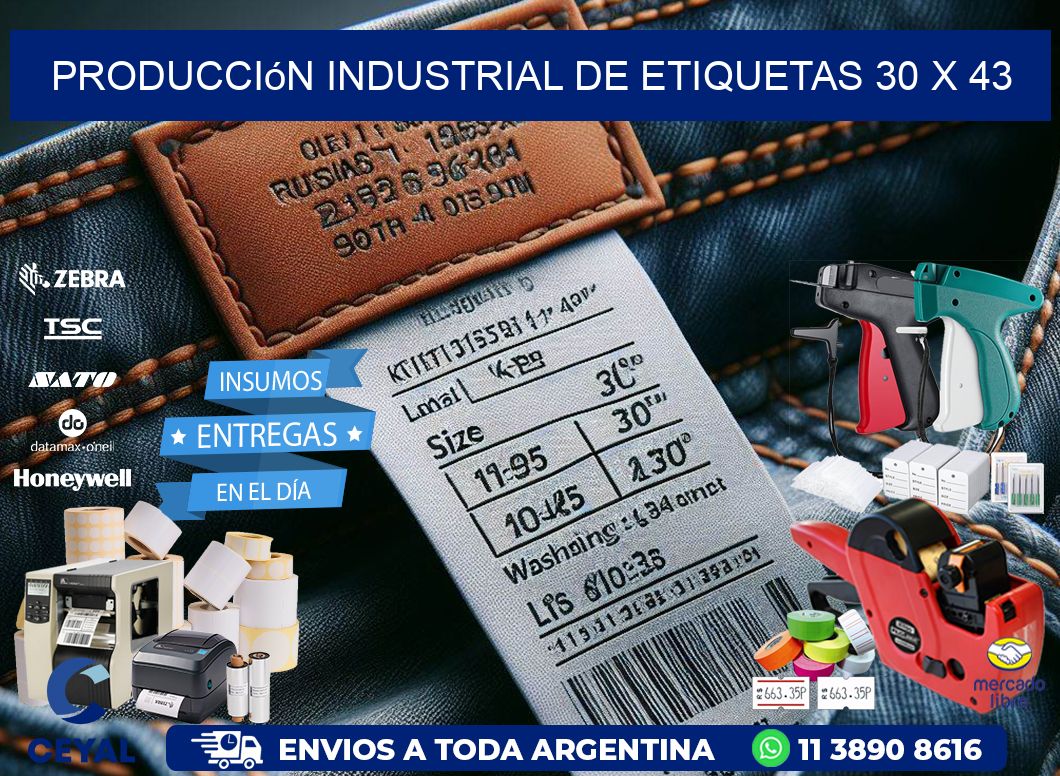Producción industrial de etiquetas 30 x 43