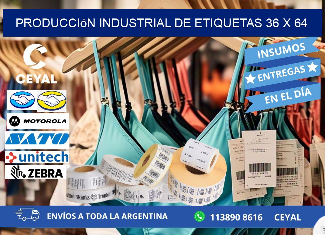 Producción industrial de etiquetas 36 x 64