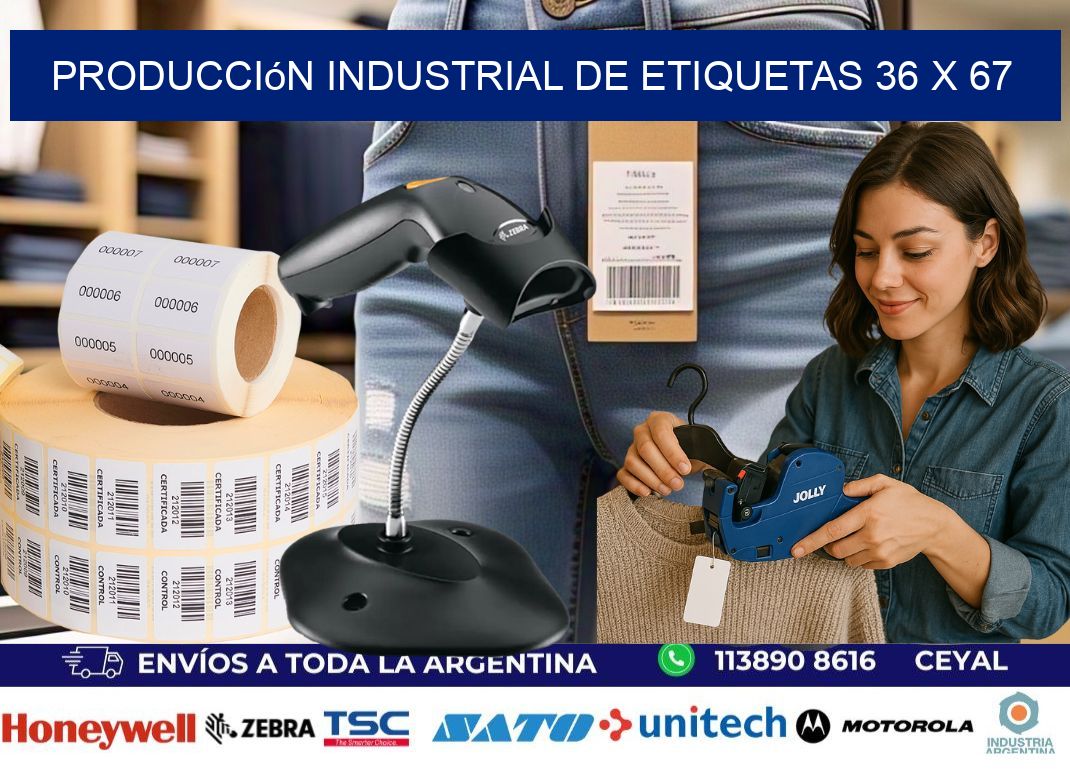 Producción industrial de etiquetas 36 x 67