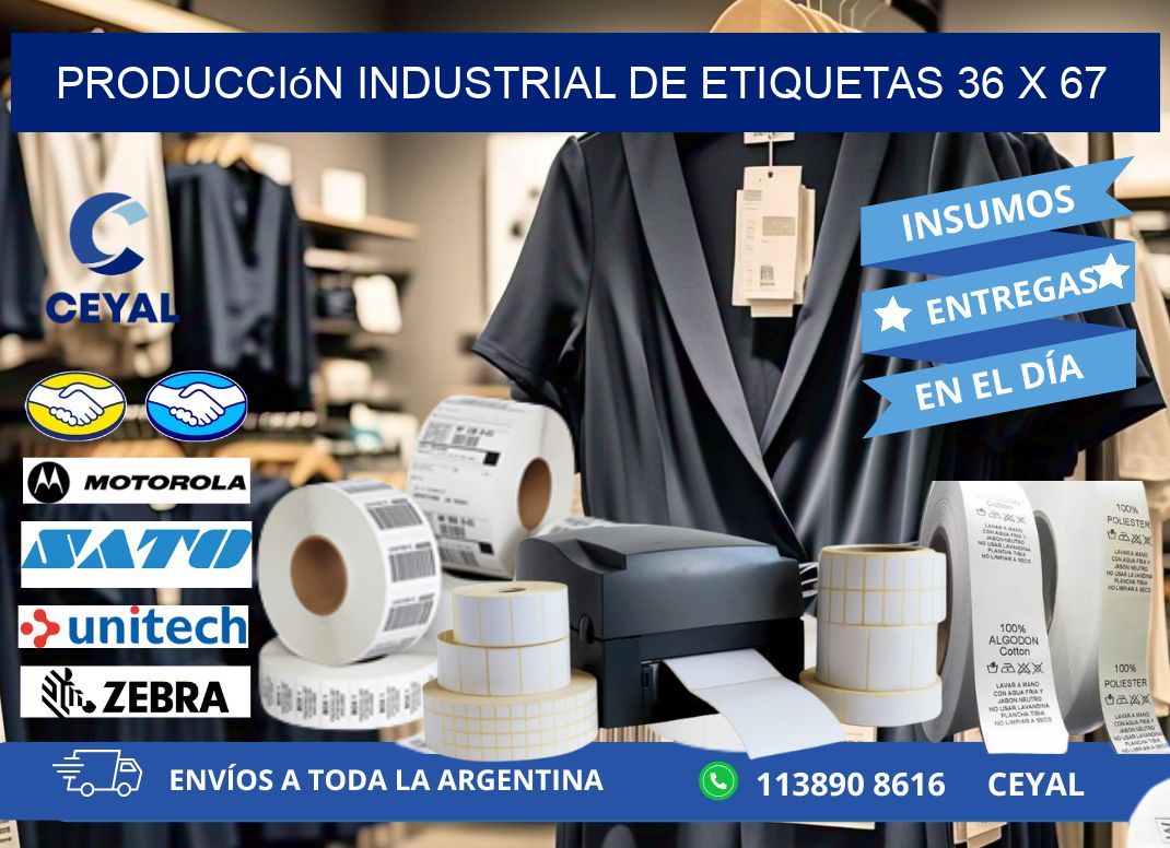 Producción industrial de etiquetas 36 x 67