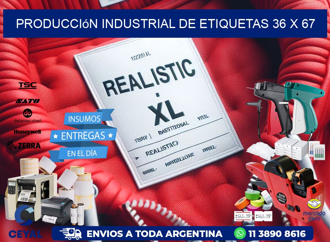 Producción industrial de etiquetas 36 x 67