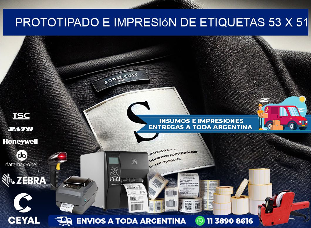 Prototipado e impresión de etiquetas 53 x 51