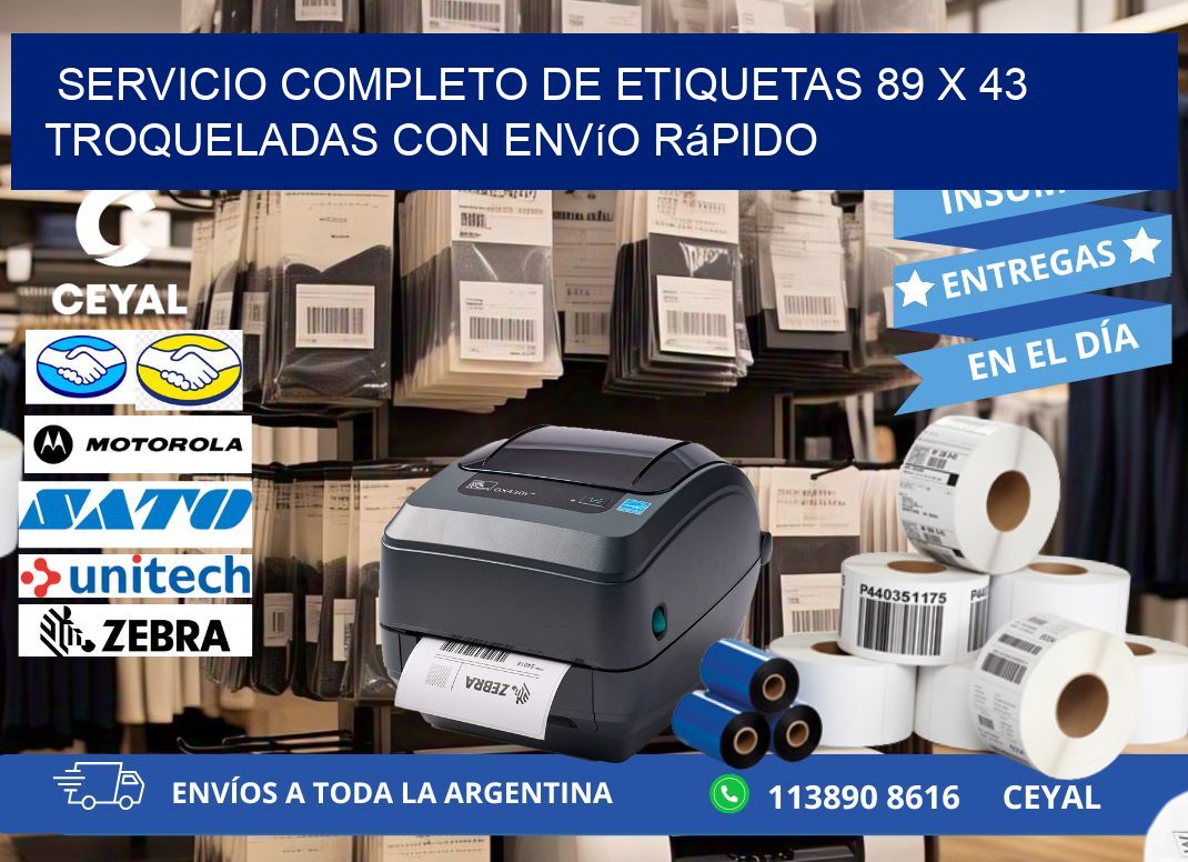 Servicio completo de etiquetas 89 x 43 troqueladas con envío rápido