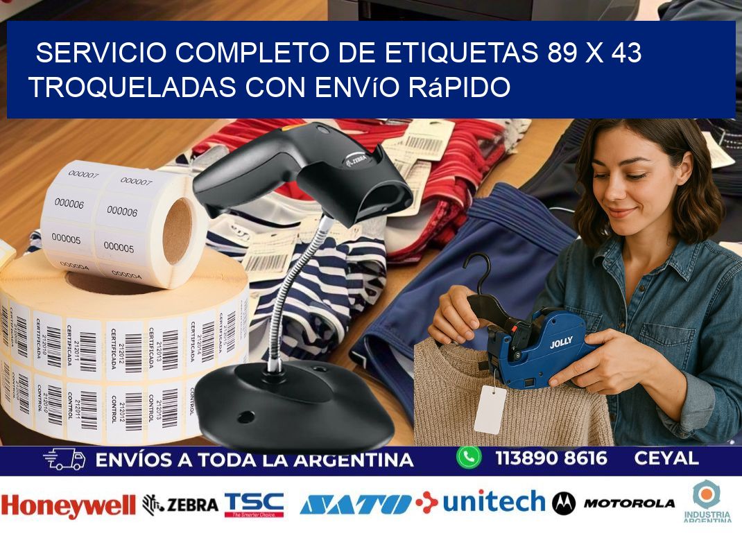 Servicio completo de etiquetas 89 x 43 troqueladas con envío rápido