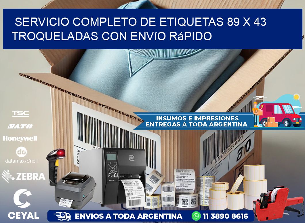 Servicio completo de etiquetas 89 x 43 troqueladas con envío rápido