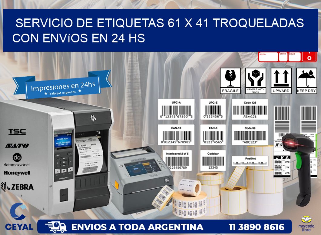 Servicio de etiquetas 61 x 41 troqueladas con envíos en 24 hs