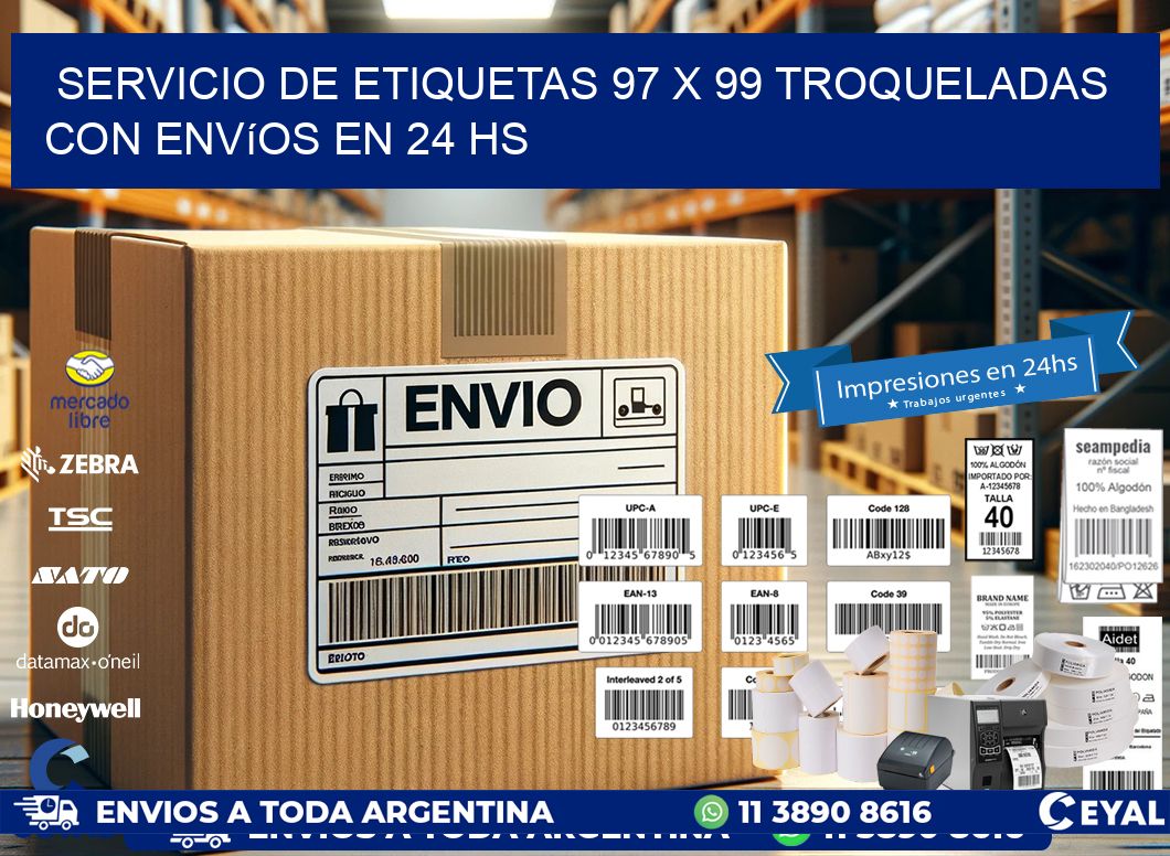Servicio de etiquetas 97 x 99 troqueladas con envíos en 24 hs