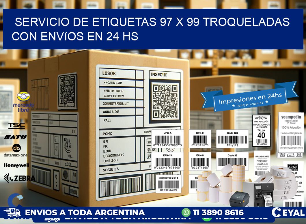 Servicio de etiquetas 97 x 99 troqueladas con envíos en 24 hs