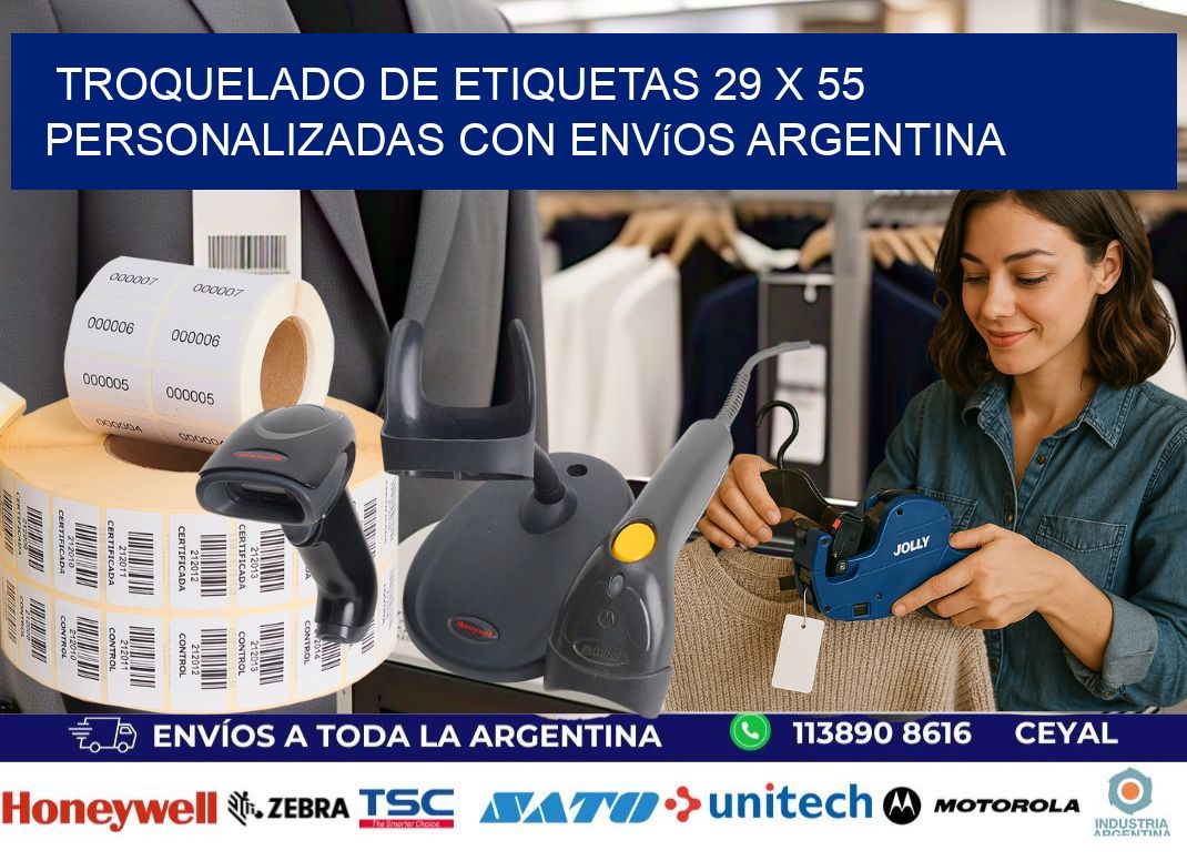 Troquelado de etiquetas 29 x 55 personalizadas con envíos Argentina