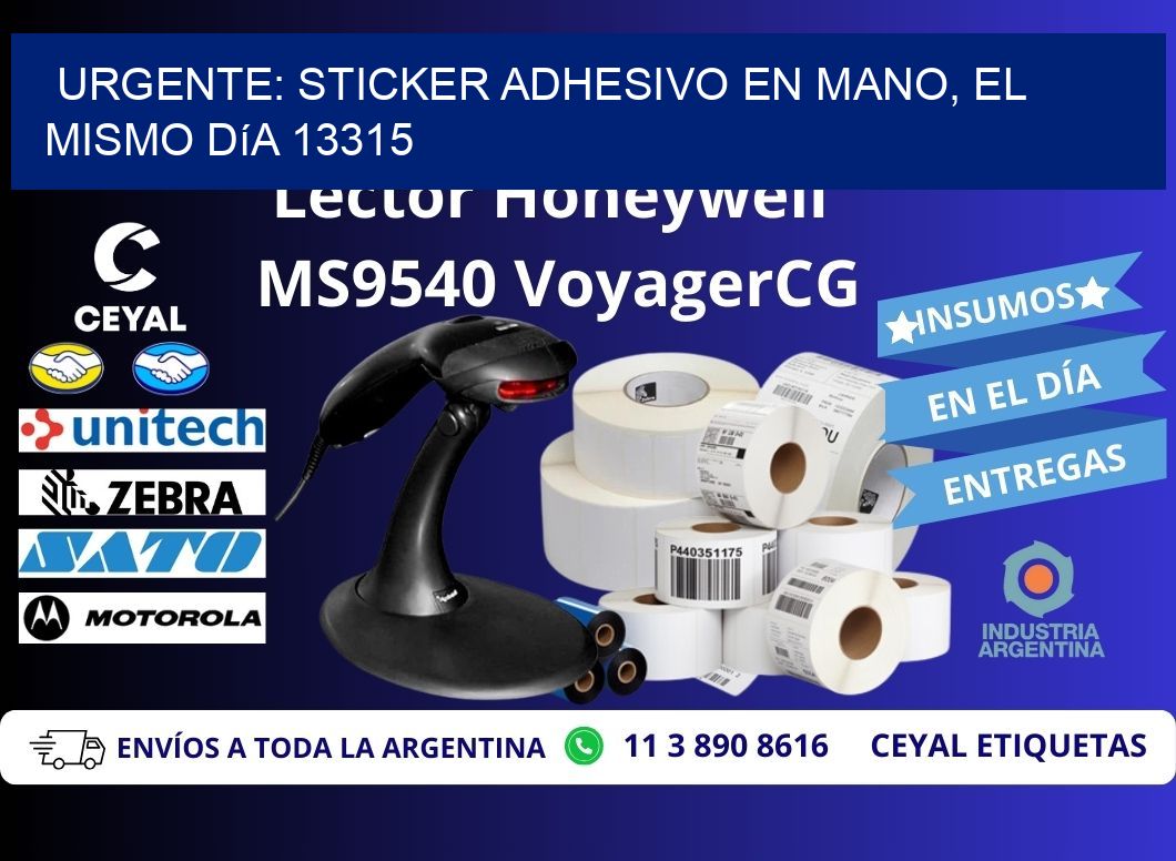 Urgente: Sticker adhesivo en Mano, el Mismo Día 13315
