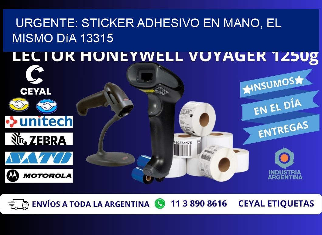 Urgente: Sticker adhesivo en Mano, el Mismo Día 13315