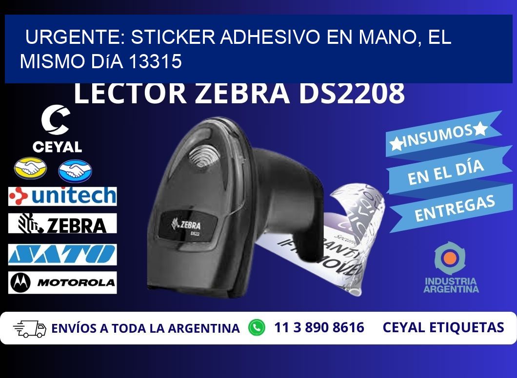 Urgente: Sticker adhesivo en Mano, el Mismo Día 13315