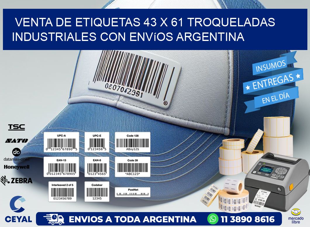 Venta de etiquetas 43 x 61 troqueladas industriales con envíos Argentina