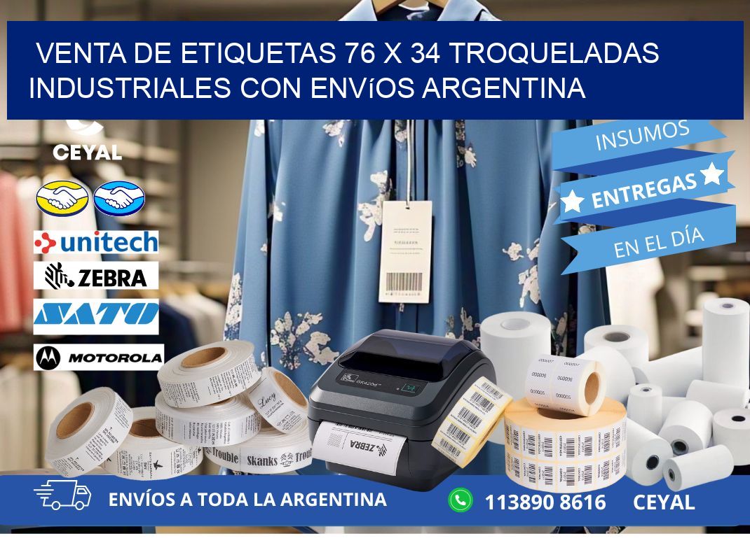 Venta de etiquetas 76 x 34 troqueladas industriales con envíos Argentina