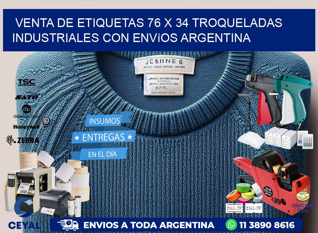 Venta de etiquetas 76 x 34 troqueladas industriales con envíos Argentina