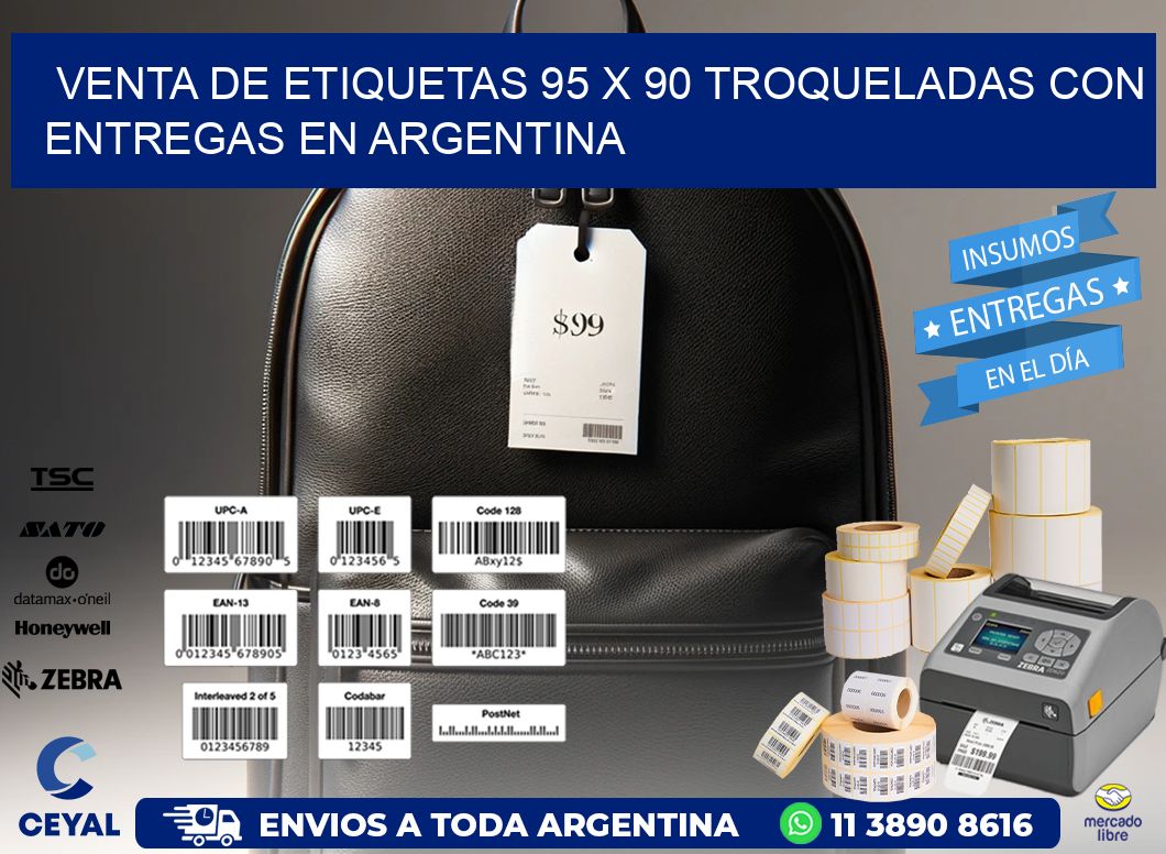 Venta de etiquetas 95 x 90 troqueladas con entregas en Argentina