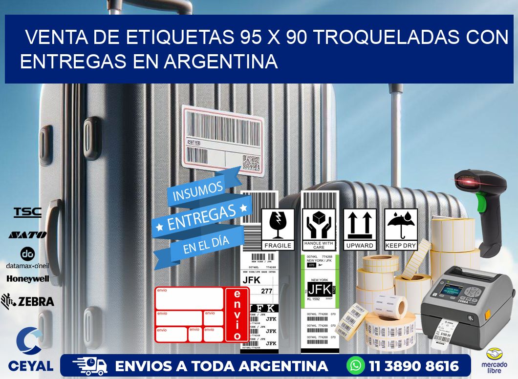 Venta de etiquetas 95 x 90 troqueladas con entregas en Argentina