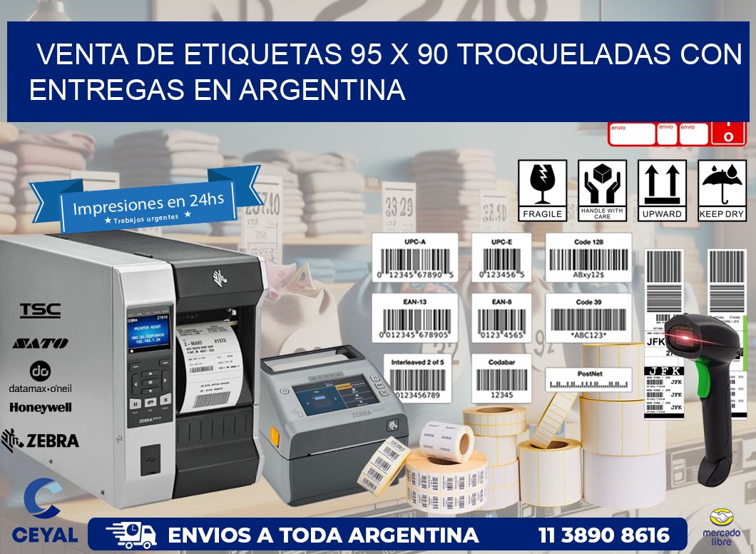 Venta de etiquetas 95 x 90 troqueladas con entregas en Argentina
