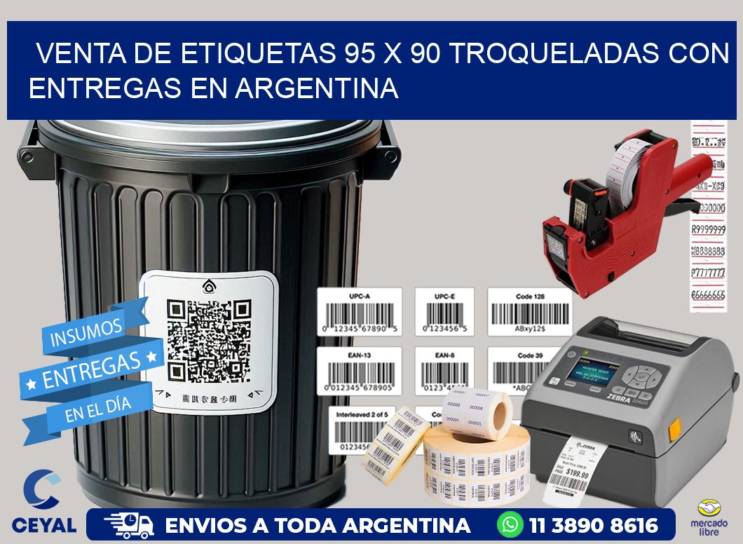 Venta de etiquetas 95 x 90 troqueladas con entregas en Argentina