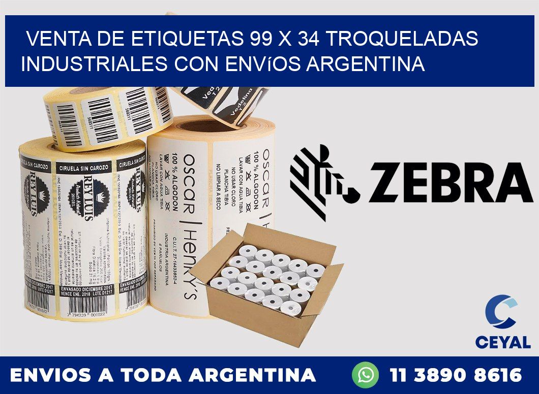 Venta de etiquetas 99 x 34 troqueladas industriales con envíos Argentina