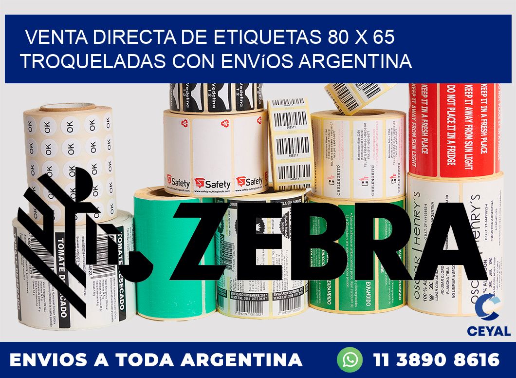 Venta directa de etiquetas 80 x 65 troqueladas con envíos Argentina