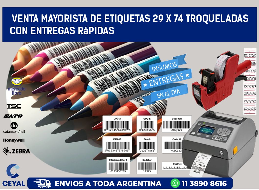 Venta mayorista de etiquetas 29 x 74 troqueladas con entregas rápidas
