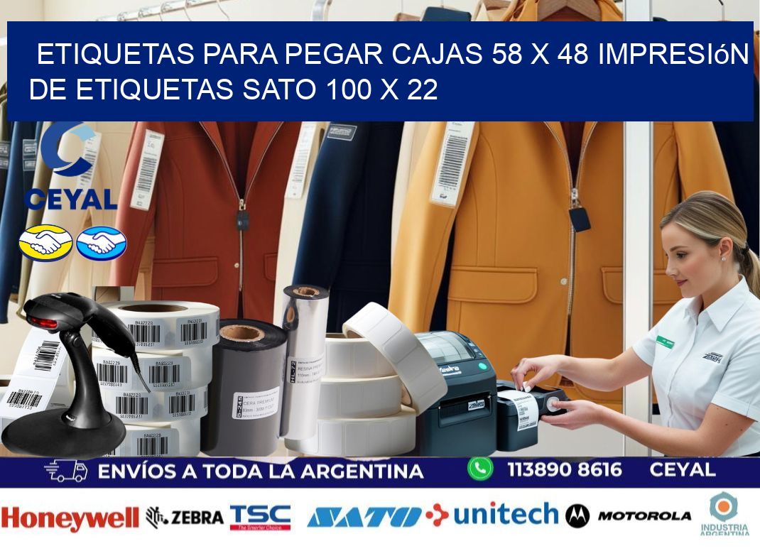 etiquetas para pegar cajas 58 x 48 impresión de etiquetas sato 100 x 22