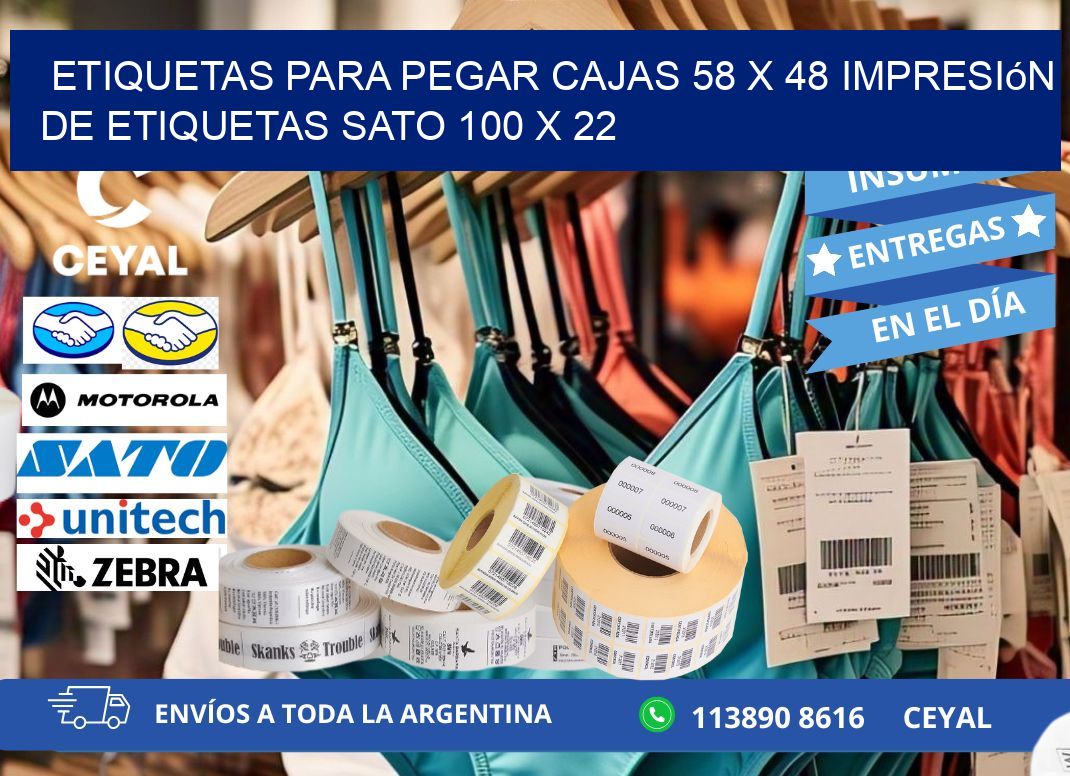 etiquetas para pegar cajas 58 x 48 impresión de etiquetas sato 100 x 22