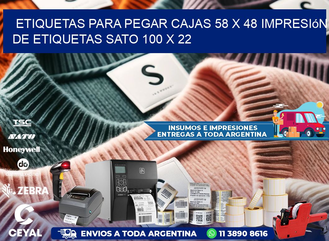 etiquetas para pegar cajas 58 x 48 impresión de etiquetas sato 100 x 22