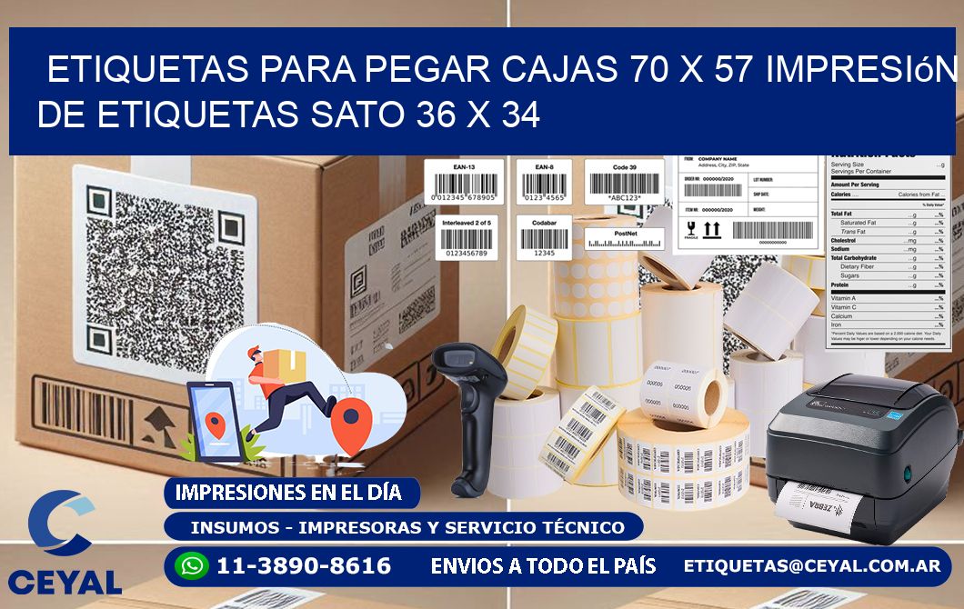 etiquetas para pegar cajas 70 x 57 impresión de etiquetas sato 36 x 34