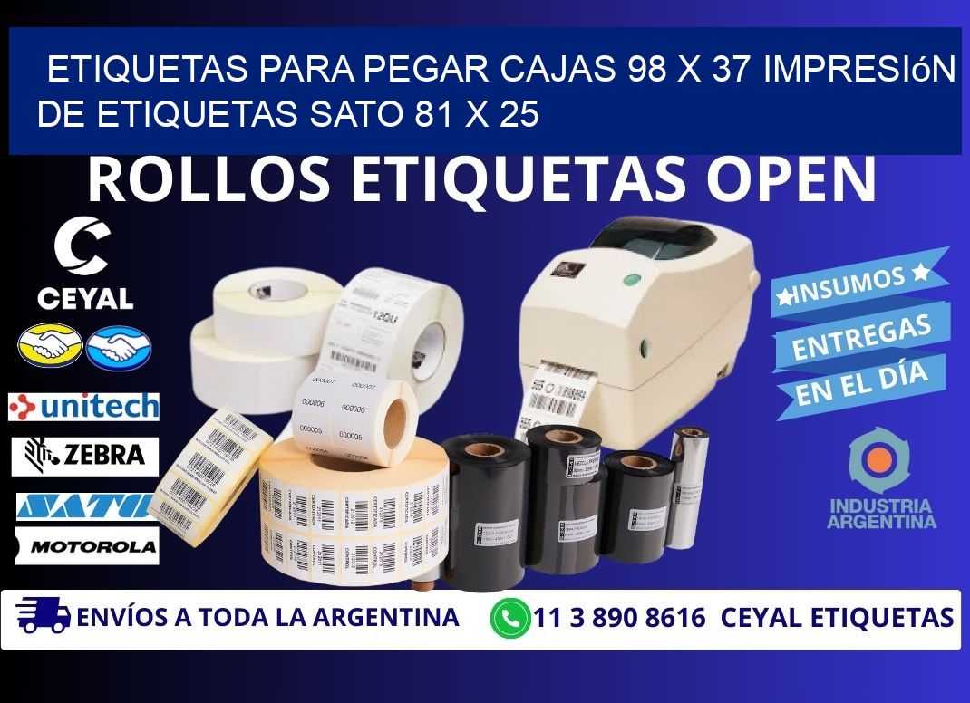 etiquetas para pegar cajas 98 x 37 impresión de etiquetas sato 81 x 25