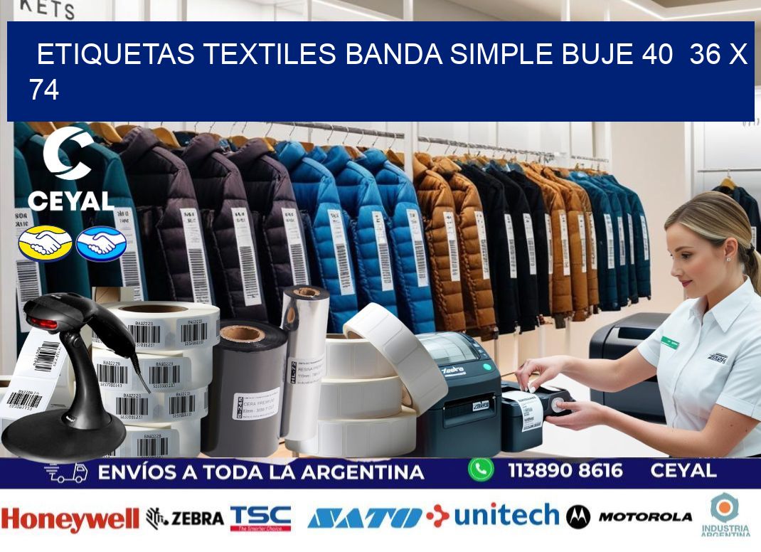 etiquetas textiles banda simple buje 40  36 x 74