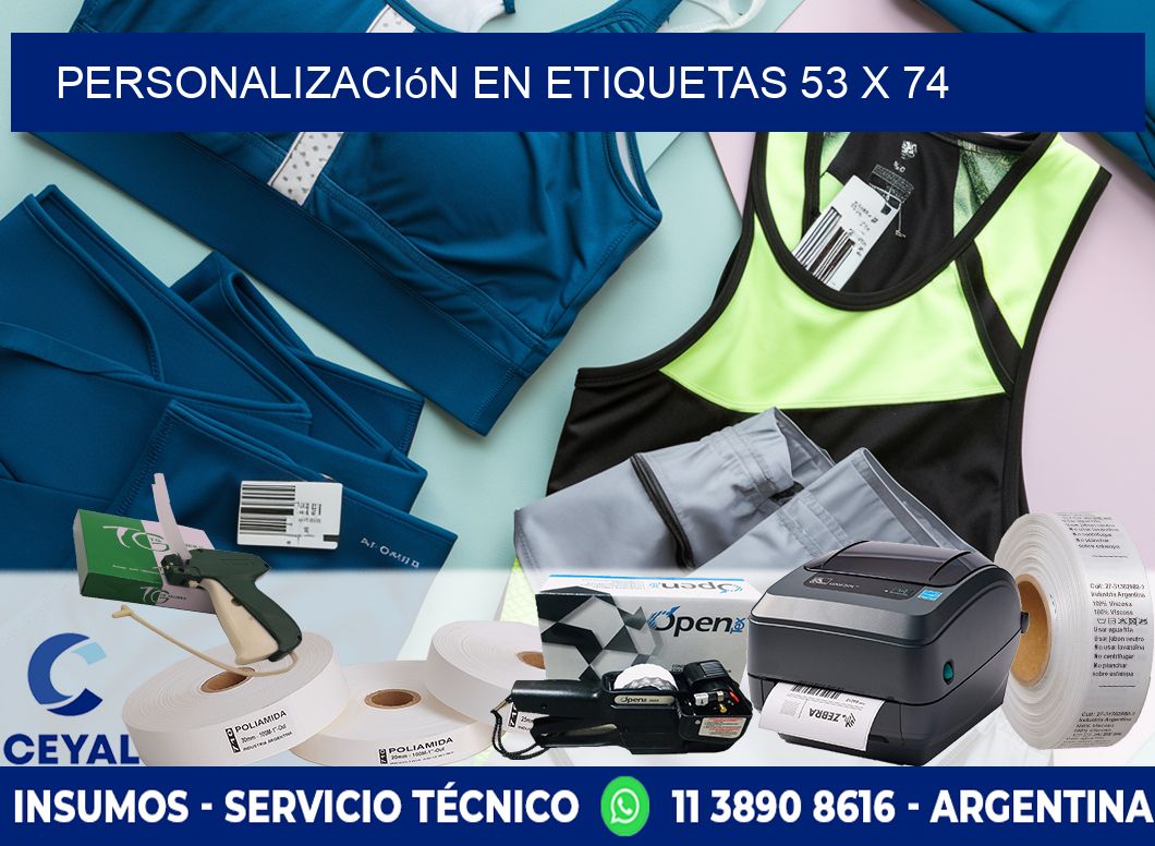 personalización en etiquetas 53 x 74