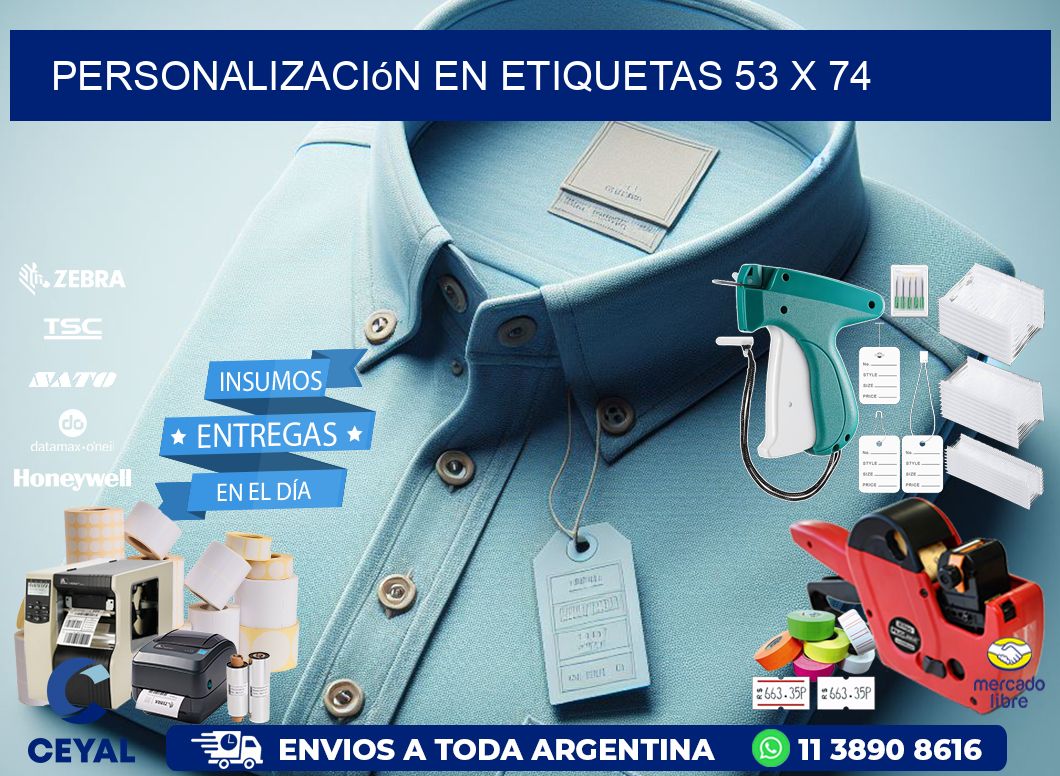 personalización en etiquetas 53 x 74