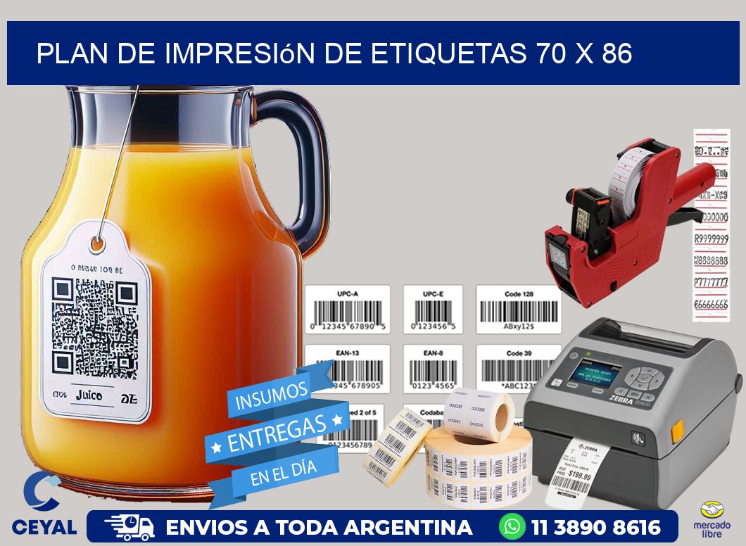 plan de impresión de etiquetas 70 x 86