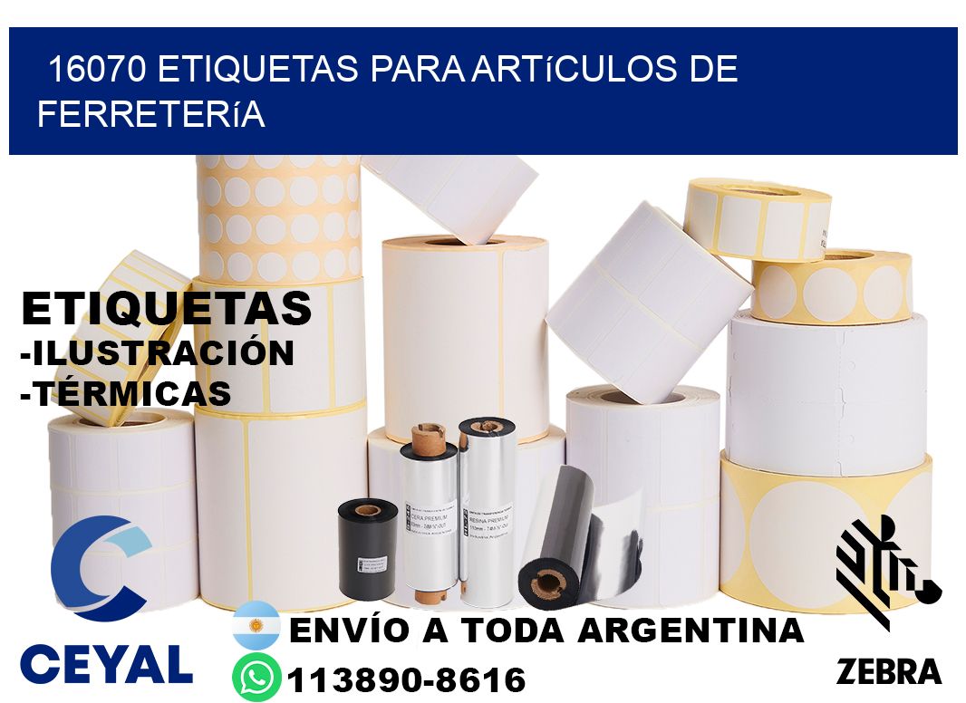 16070 Etiquetas para artículos de ferretería
