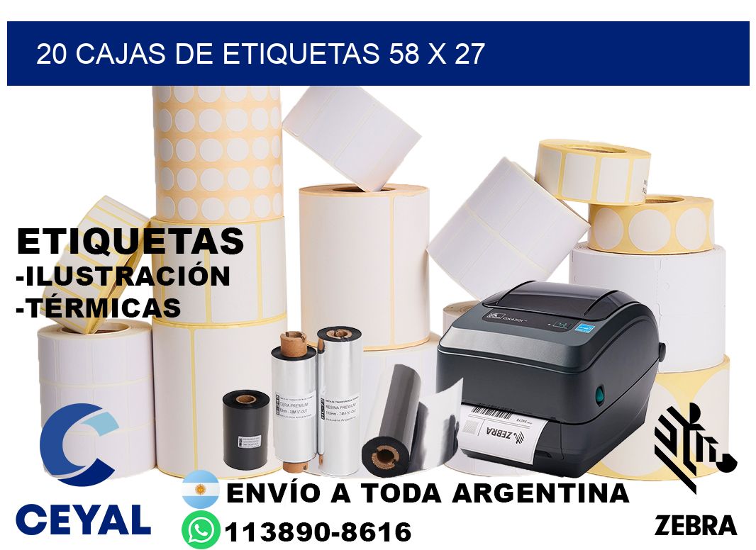 20 cajas de etiquetas 58 x 27