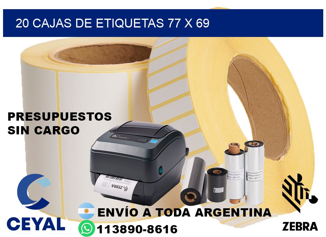 20 cajas de etiquetas 77 x 69