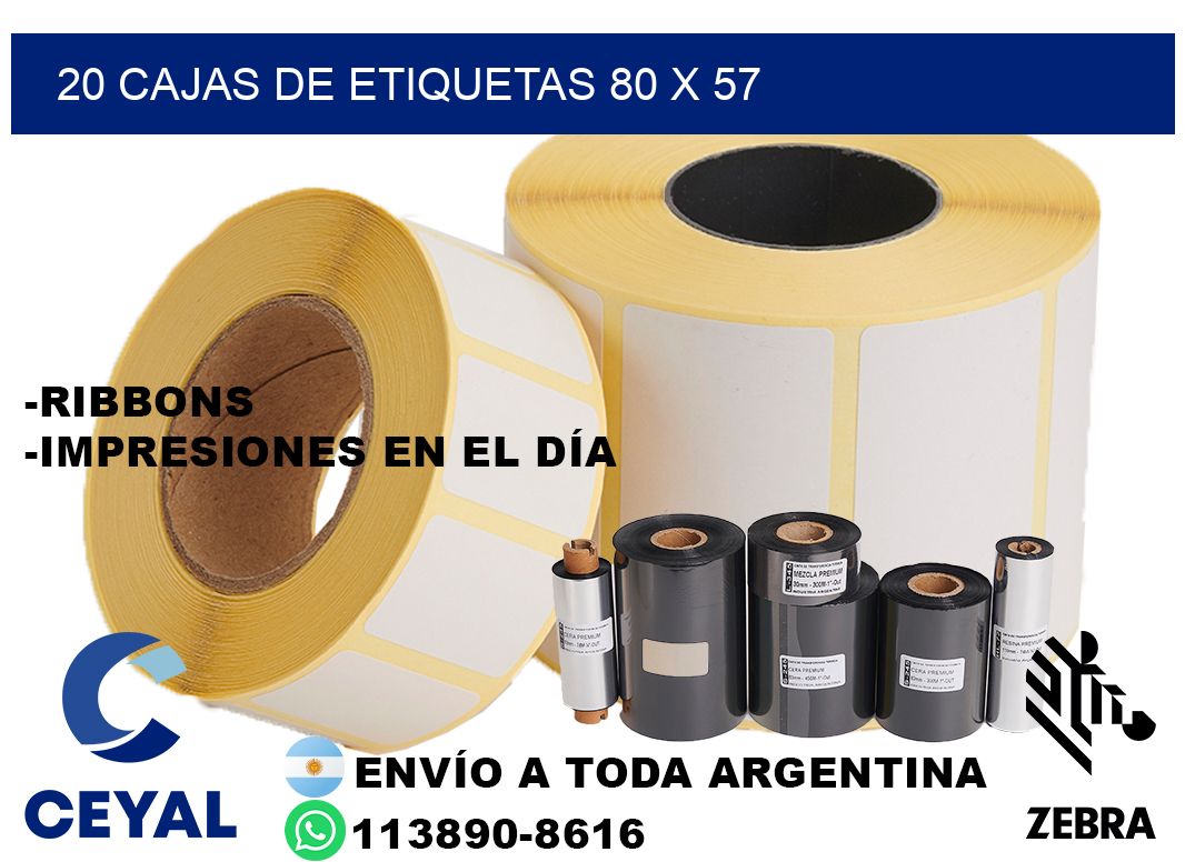 20 cajas de etiquetas 80 x 57