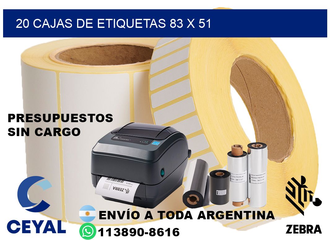 20 cajas de etiquetas 83 x 51