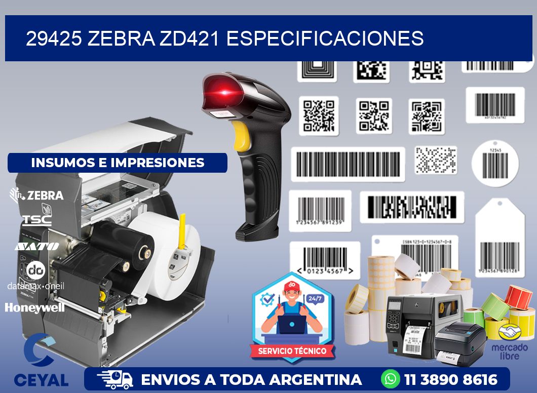 29425 Zebra ZD421 especificaciones