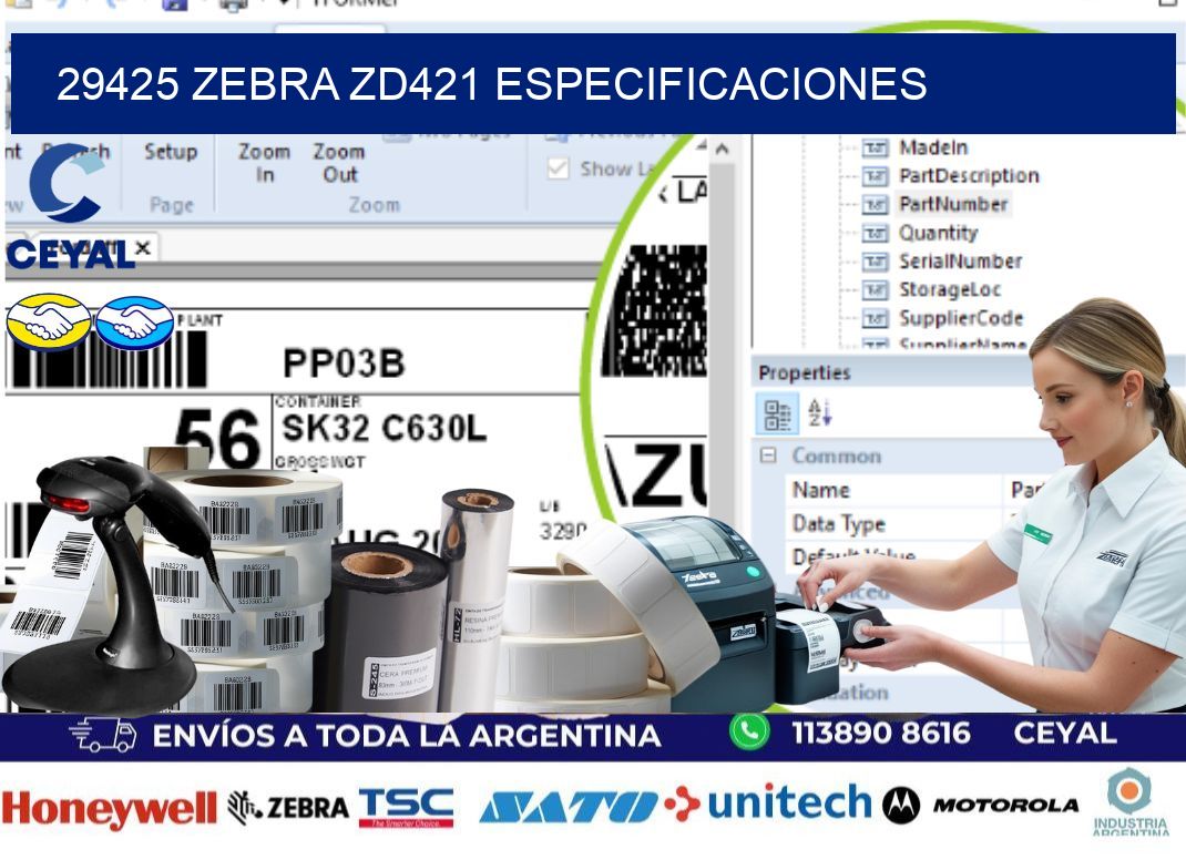 29425 Zebra ZD421 especificaciones