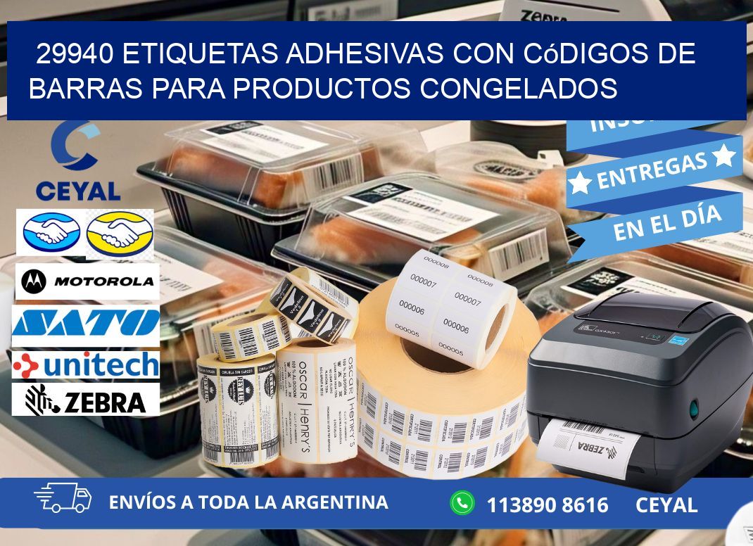 29940 Etiquetas adhesivas con códigos de barras para productos congelados