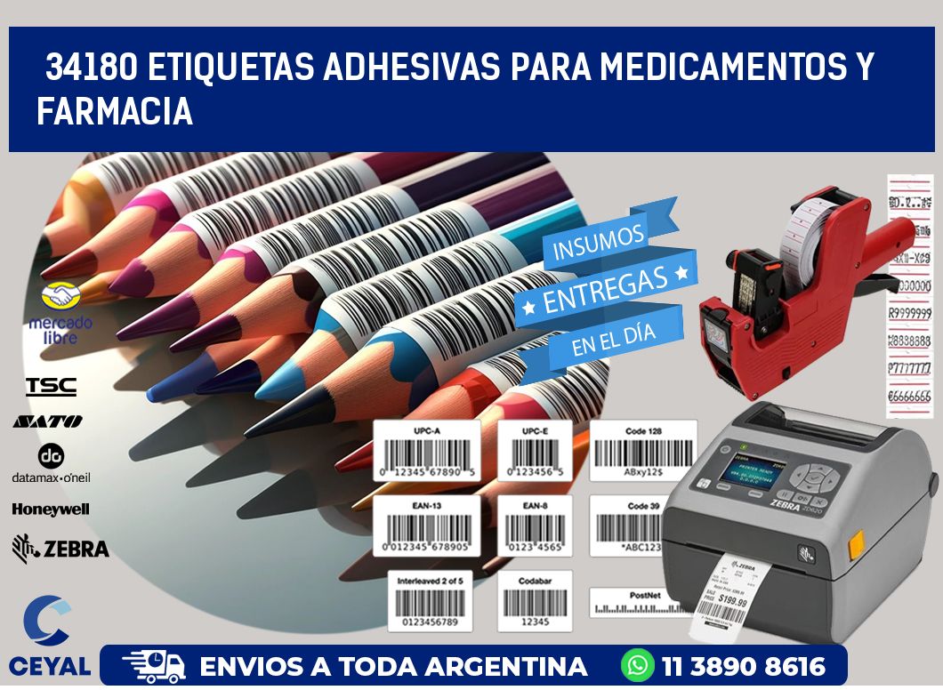 34180 Etiquetas adhesivas para medicamentos y farmacia