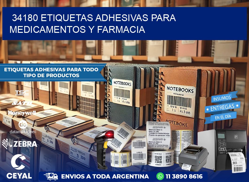 34180 Etiquetas adhesivas para medicamentos y farmacia