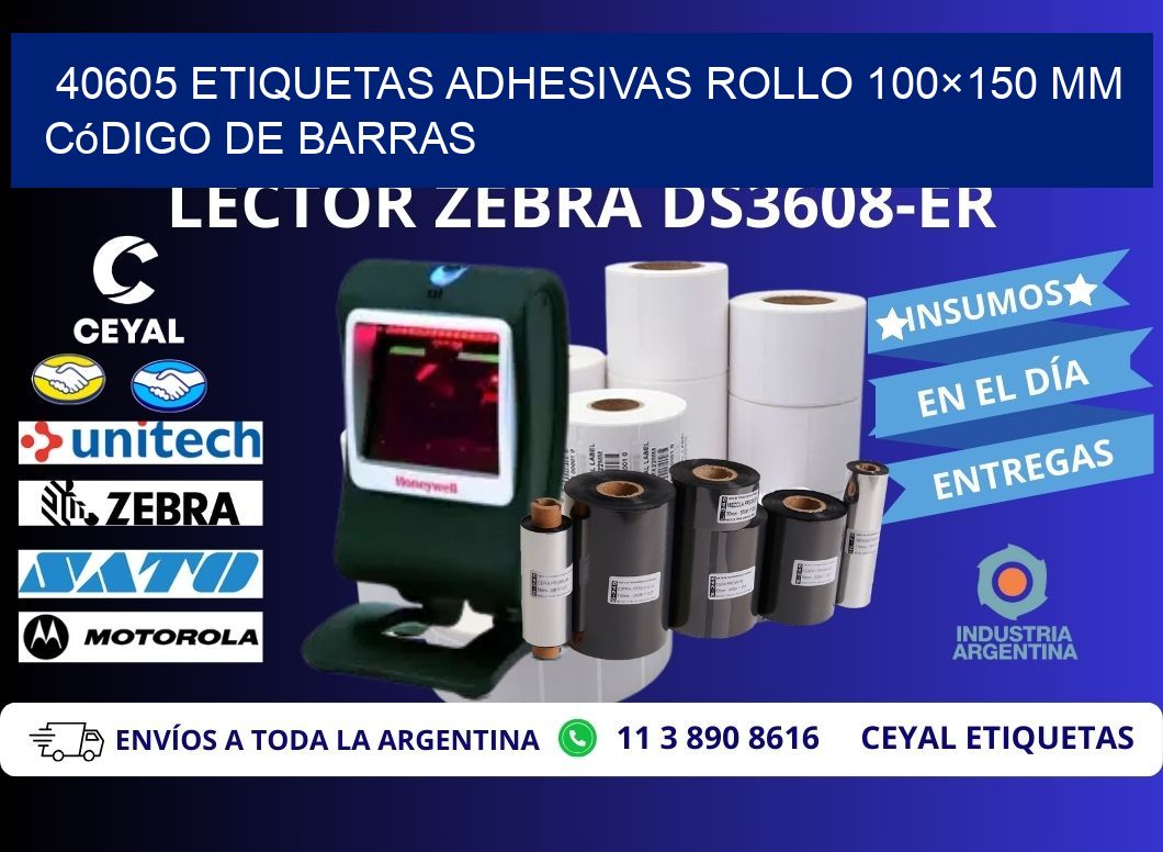 40605 etiquetas adhesivas rollo 100×150 mm código de barras