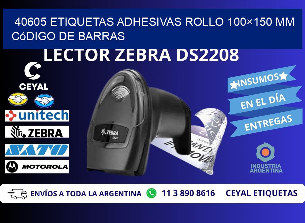40605 etiquetas adhesivas rollo 100×150 mm código de barras